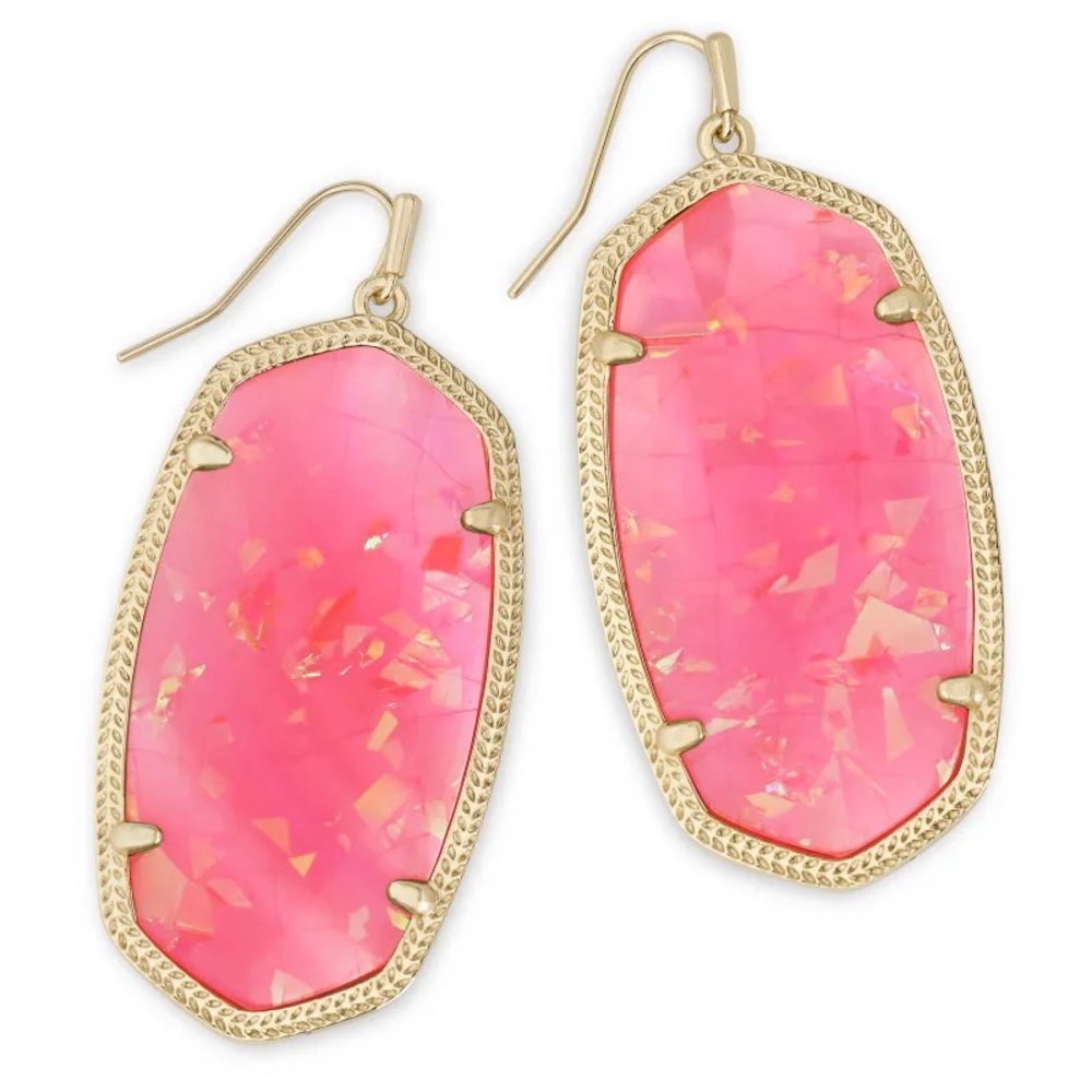 KENDRA SCOTT DANIELLE NEON PINK IRIDESCENT & GOLD EARRINGS
